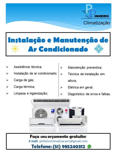 PINHEIRO CLIMATIZAÇÃO – CONSERTO DE AR CONDICIONADO NO JARDIM DO BOSQUE EM CACHOEIRINHA